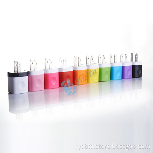 5V 1A Single Port USB Colored Travel Charger For Mobile Phone